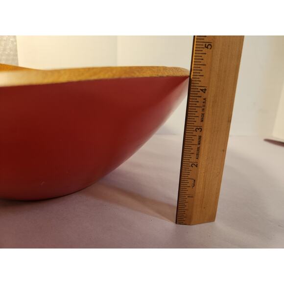 LARGE Island Natural Bamboo Salad Serving Bowl Red Bamboo Bowl - Picture 8 of 10